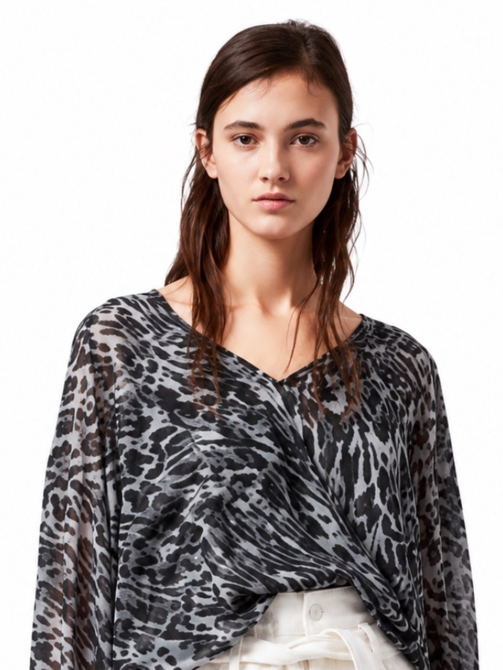 All Saints “Penny Ambient” Animal Print Chiffon Blouse Medium New Without Tags! - Picture 4 of 15